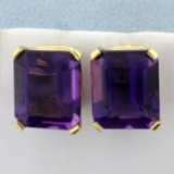 10ct Tw Amethyst Stud Earrings In 18k Yellow Gold