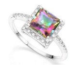 1.5ct Mystic Topaz Halo Ring In Sterling Silver