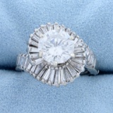 Vintage 4ct Tw Diamond Ballerina Ring In 14k White Gold
