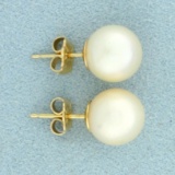 9mm Akoya Pearl Earrings In 14k Yellow Gold
