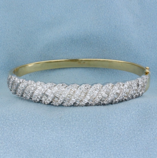 5 Carat Diamond Bangle Bracelet In 14k Gold