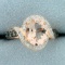 3ct Morganite, Green Topaz, And Diamond Halo Style Ring In 10k Rose Gold