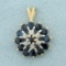 1ct Tw Sapphire And Diamond Target Pendant In 14k Yellow And White Gold