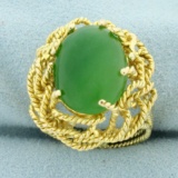 Jade Rope Design Statement Ring In 14k Yellow Gold