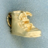 Vintage High Top Shoe Charm Or Pendant In 14k Yellow Gold