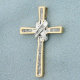 1/2ct Tw Diamond Cross Pendant In 10k Yellow And White Gold