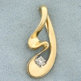 Abstract Design Diamond Pendant Or Slide In 10k Yellow Gold
