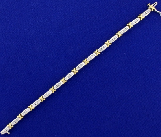 1.25ct Tw Diamond Tennis Bracelet In 14k White And Yellow Gold