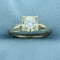 Vintage .4ct Diamond Solitaire Engagement Ring In 14k White Gold