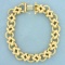Italian Made Circle And Square Designer Link Bracelet In 14k Yellow Gold