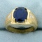 Men's 5ct Lab Sapphire And Diamond Ring In 10k Yellow Gold
