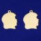 2 Girl Silhouette Pendants Or Charms In 14k Yellow Gold