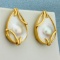 Mabe Pearl Earrings In 14k Yellow Gold