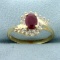 1ct Tw Ruby And Diamond Bypass Ring In 14k Yellow Gold