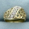 Intricate Design Diamond Pinky Ring In 14k Yellow And White Gold