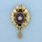 Vintage Amethyst And Pearl Pin/pendant In 14k Yellow Gold