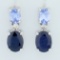 4ct Tw Sapphire And Diamond Dangle Earrings In 14k White Gold