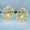 Unique Cut Out Flower Design Earrings In 14k Yellow Gold