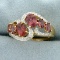Over 3ct Tw Morganite And Diamond Ring In 10k Yellow And White Gold