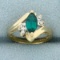 3/4ct Tsavorite And Diamond Pinky Ring In 14k Yellow Gold