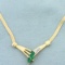 Vintage Emerald And Diamond Necklace In 14k Yellow Gold