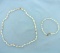 Gold Bead And Baroque Pearl Necklace And Bracelet Set In 14k Yellow Gold