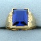 Vintage 6ct Lab Sapphire Solitaire Ring In 10k Yellow Gold