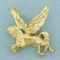 Diamond Cut Pegasus Pendant In 14k Yellow Gold