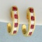 1ct Tw Ruby And Diamond Half Hoop Huggie Earrings In 18k Yellow Gold