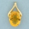 10ct Citrine Solitaire Pendant In 14k Yellow Gold
