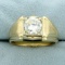 Mens 2ct Cz Solitaire Ring In 14k Yellow Gold