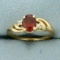 Garnet And Diamond Ring In 14k Yellow Gold