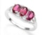 Rhodolite Garnet & Diamond 3-stone Ring In Sterling Silver