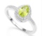 Peridot & Diamond Halo Ring In Sterling Silver