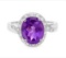 Huge 3.2ct Amethyst & White Sapphire Halo Ring In Sterling Silver