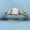 Vintage Three Stone Diamond Engagement Ring In 14k Yellow Gold
