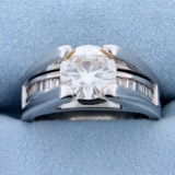 Over 2ct Tw Moissanite And Diamond Engagement Ring In 14k White Gold