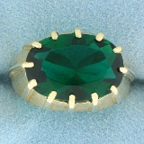Antique Synthetic Emerald Solitaire Ring In 14k Yellow Gold