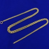 16 Inch Unique Graduated Designer Double Curb Link Chain Necklace In 14k Yellow Gold