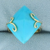 Persian Turquoise Statement Ring In 14k Yellow Gold