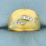 Wave Design Diamond Ring In 18k Yellow And White Gold