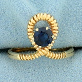 Unique Design 1/2ct Sapphire Ring In 14k Yellow Gold
