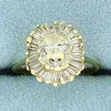 1ct Tw Oval Round And Baguette Diamond Ring In 14k Yellow Gold
