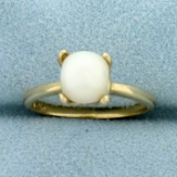 7mm Cultured Akoya Pearl Solitaire Ring In 14k Yellow Gold