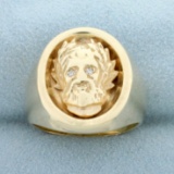 Men's Jesus Christ With Crown Of Thorns Diamond Ring In 14k Yellow Gold