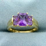 Unique Amethyst Ring In 14k Yellow Gold