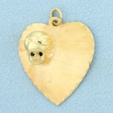 Baby Boy Heart Pendant With Sapphires In 14k Yellow Gold