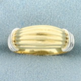 Designer Two Tone Dome Ring In 14k Yellow And White Gold
