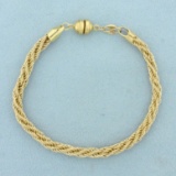 Twisting Helix Link Bracelet With Magnetic Clasp In 14k Yellow Gold