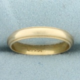 Mens 4mm Beaded Edge Milgrain Wedding Band Ring In 14k Yellow Gold